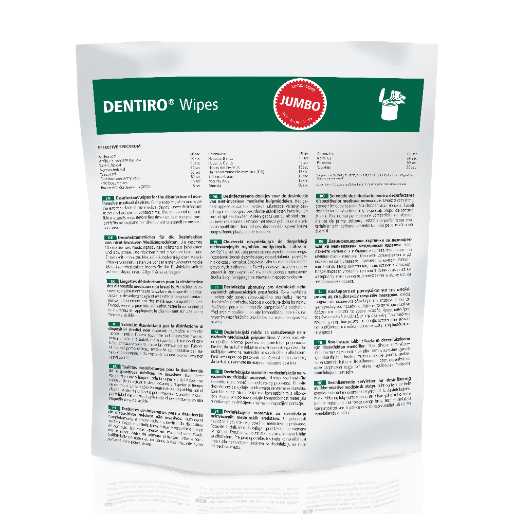 Refill pouch with 100 disinfectant wipes (14.5 x 40 cm), lemon scent