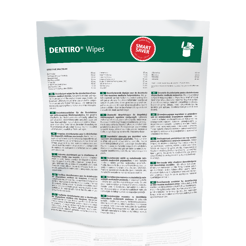 Refill pouch with 250 disinfectant wipes (14.5 x 20 cm), lemon scent